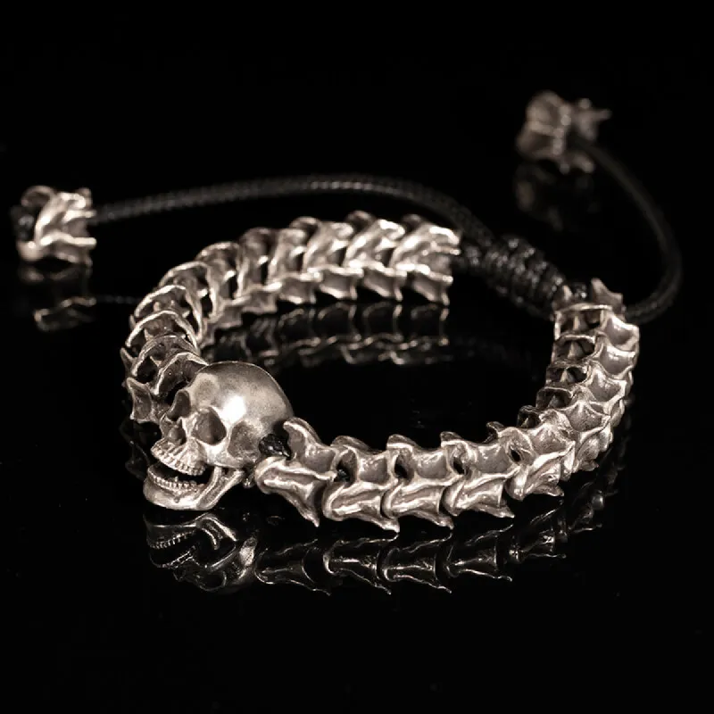 Vintage Skull Snake Bone Sterling Silver Adjustable Bracelet sold by GTHIC
