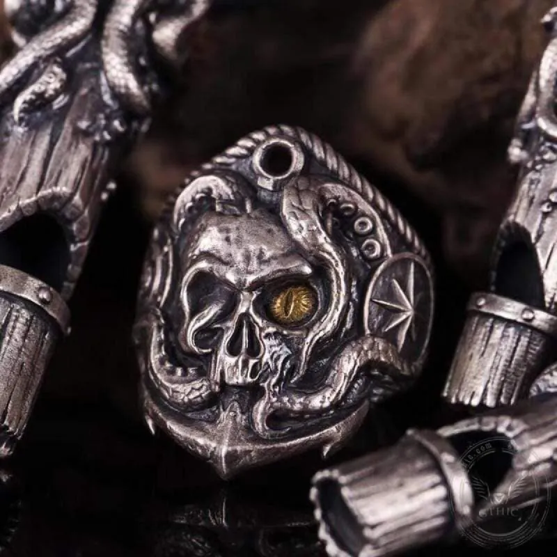 Pirate Anchor Sterling Silver Skull Ring sold by GTHIC