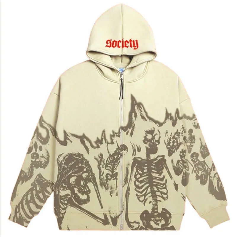 Crazy Skeleton Polyester skull Hoodie Coat sold by GTHIC