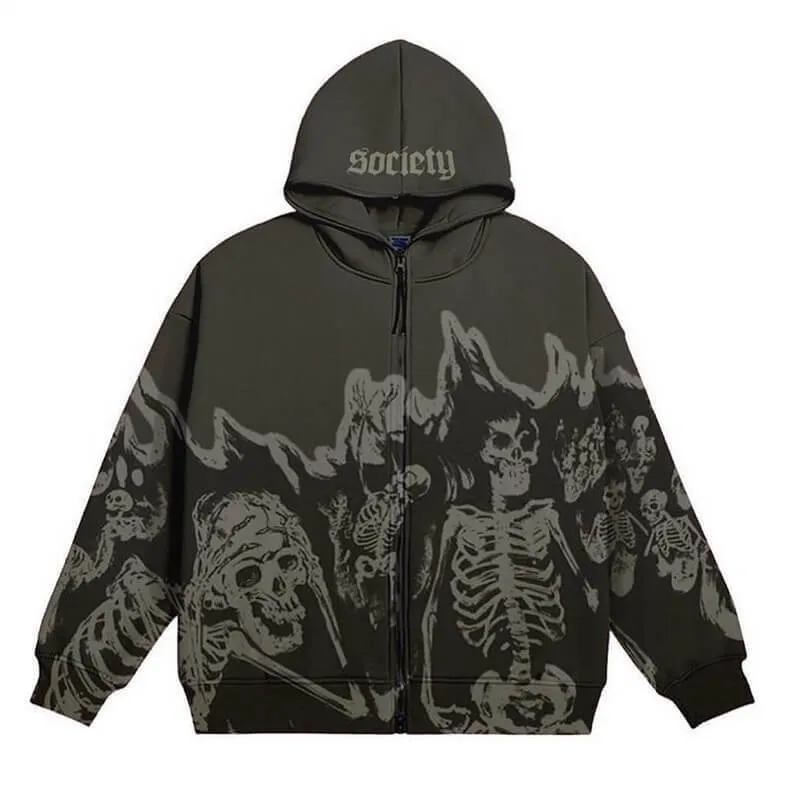 Crazy Skeleton Polyester skull Hoodie Coat sold by GTHIC product image thumbnail 3