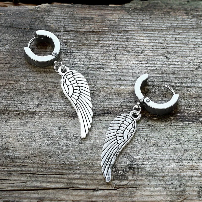 Angel Wings Stainless Steel Hoop Earrings sold by GTHIC product image thumbnail 3