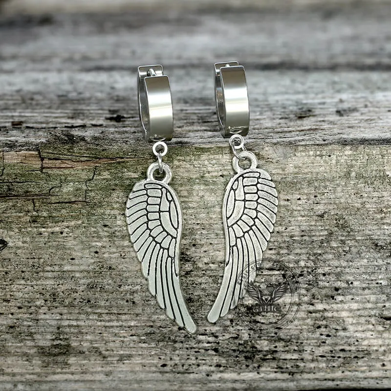 Angel Wings Stainless Steel Hoop Earrings sold by GTHIC product image thumbnail 4