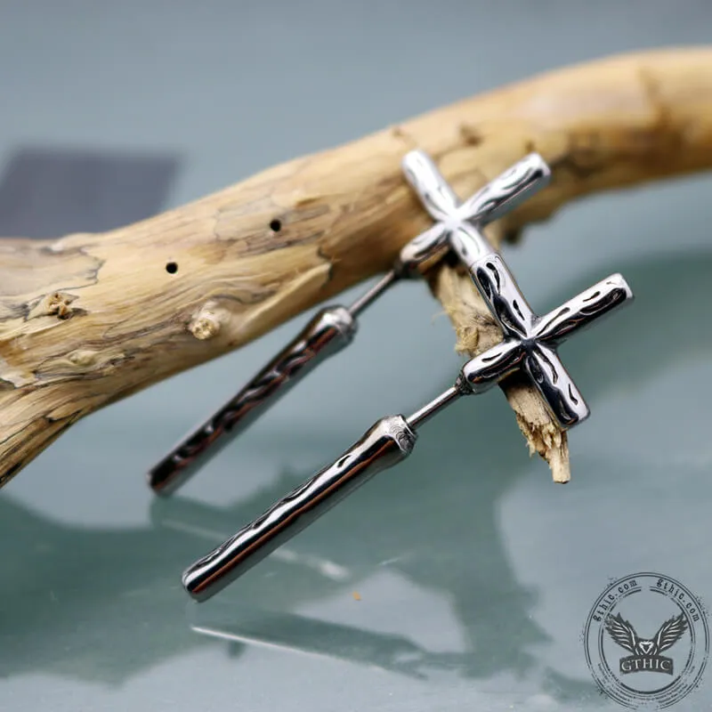 Punk Stainless Steel Cross Stud Earrings sold by GTHIC product image thumbnail 2