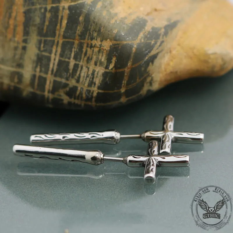 Punk Stainless Steel Cross Stud Earrings sold by GTHIC product image thumbnail 4