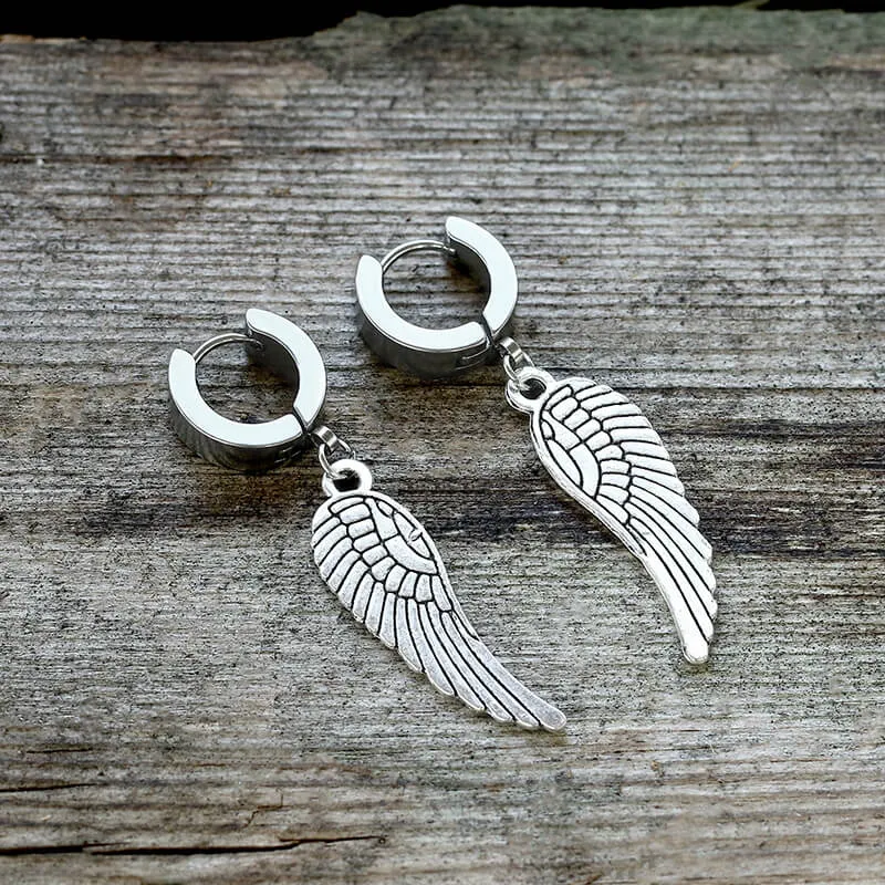 Angel Wings Stainless Steel Hoop Earrings sold by GTHIC