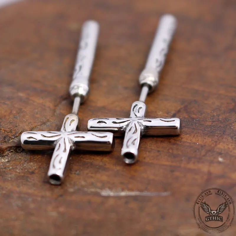 Punk Stainless Steel Cross Stud Earrings sold by GTHIC product image thumbnail 3