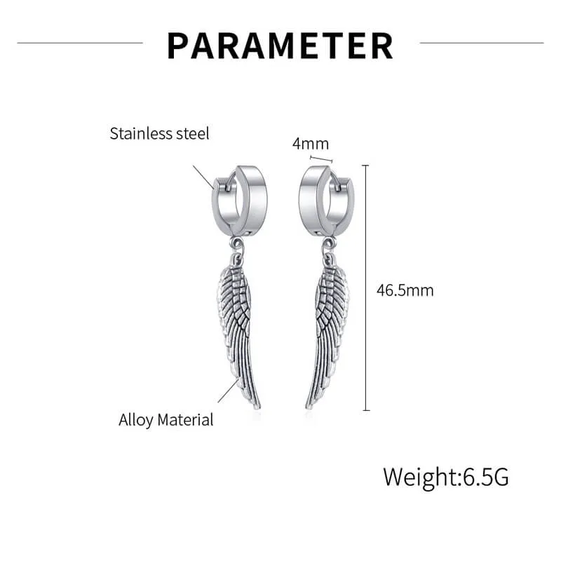 Angel Wings Stainless Steel Hoop Earrings sold by GTHIC product image thumbnail 5