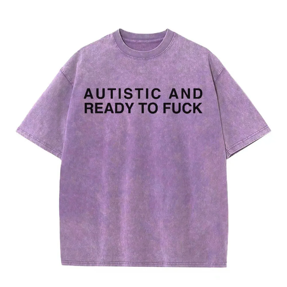 Multicolor Autistic And Ready To Fuck Vintage Washed T-shirt sold by GTHIC product image thumbnail 2