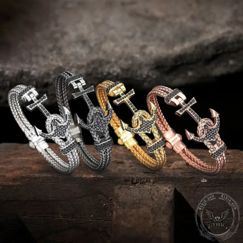 Anchor Design Stainless Steel Braided Bracelet sold by GTHIC product image thumbnail 3