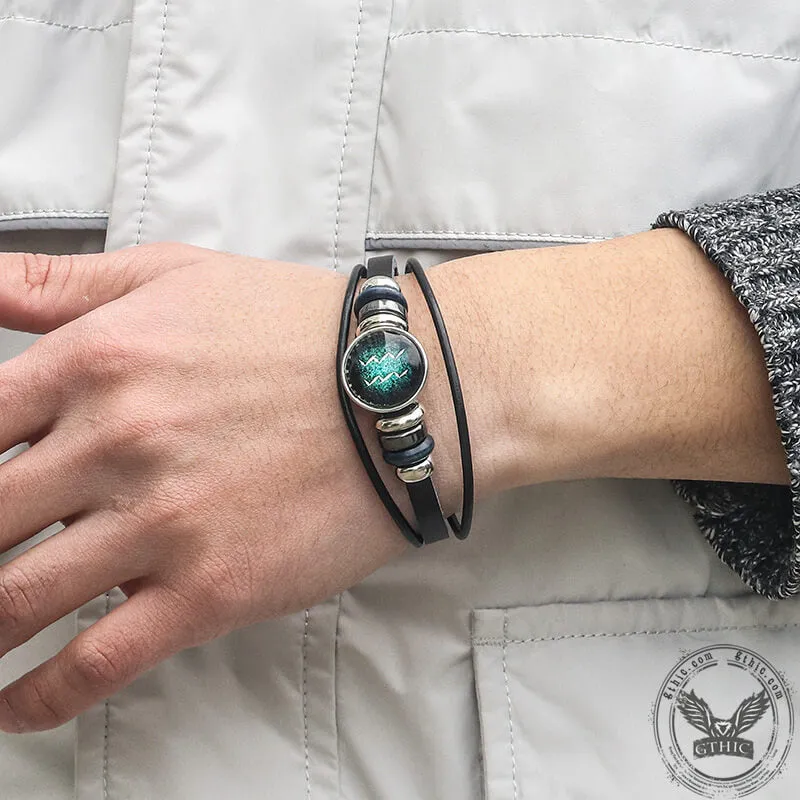 12 Constellation Multi-layer Leather Stainless Steel Bracelet sold by GTHIC product image thumbnail 2