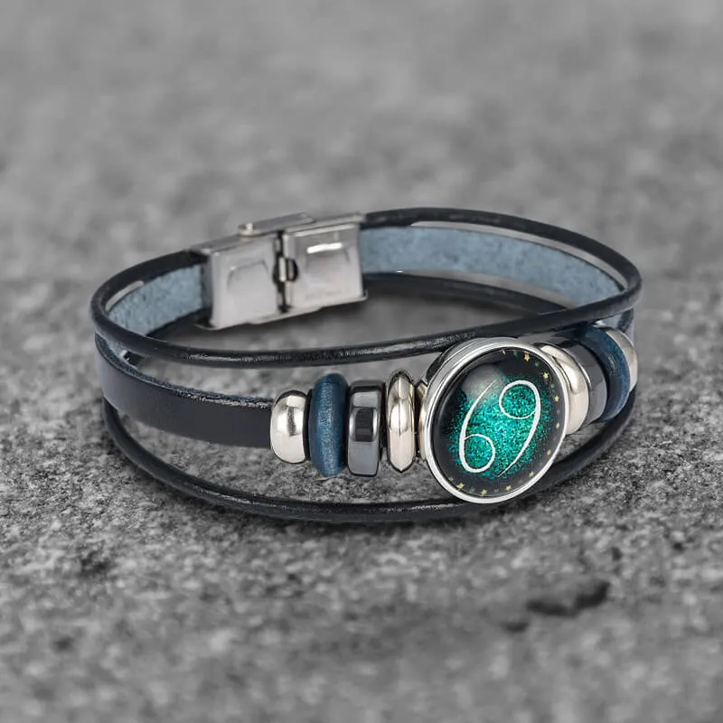 12 Constellation Multi-layer Leather Stainless Steel Bracelet sold by GTHIC product image thumbnail 4