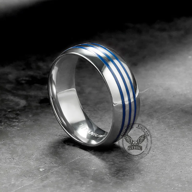 Curved Blue Triple Groove Titanium Ring sold by GTHIC product image thumbnail 4