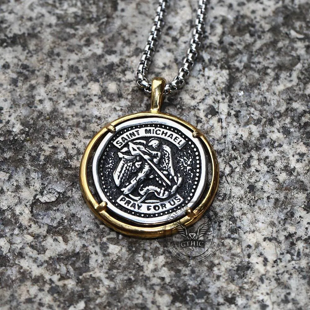 Archangel Saint Michael Stainless Steel Coin Necklace sold by GTHIC product image thumbnail 4