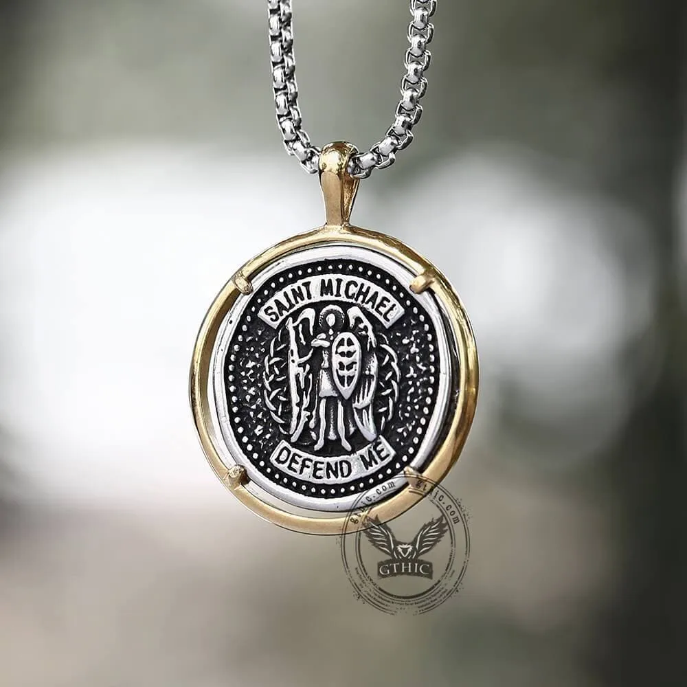 Archangel Saint Michael Stainless Steel Coin Necklace sold by GTHIC product image thumbnail 2