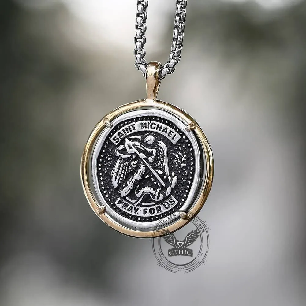 Archangel Saint Michael Stainless Steel Coin Necklace sold by GTHIC product image thumbnail 3