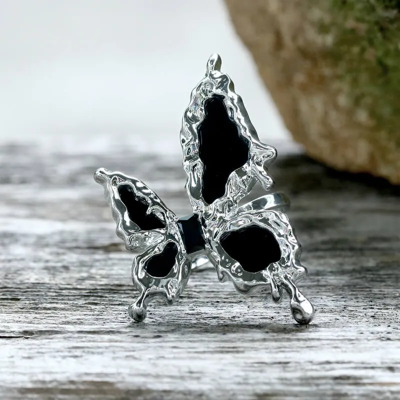 Black Liquid Butterfly Alloy Ring sold by GTHIC