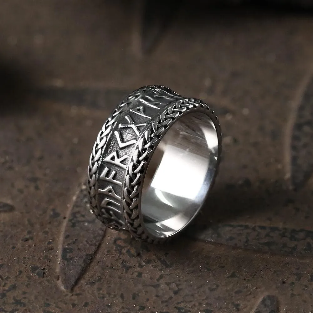 Elder Futhark Runes Stainless Steel Ring sold by GTHIC