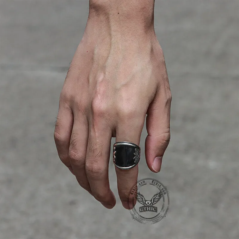 Black Epoxy Embossed Stainless Steel Ring sold by GTHIC product image thumbnail 2