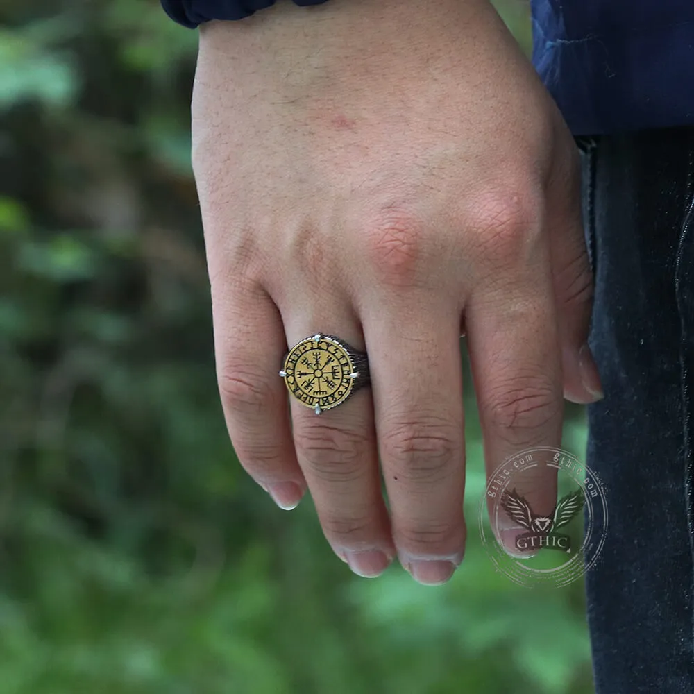 Vegvisir Compass Runes Stainless Steel Ring sold by GTHIC product image thumbnail 3