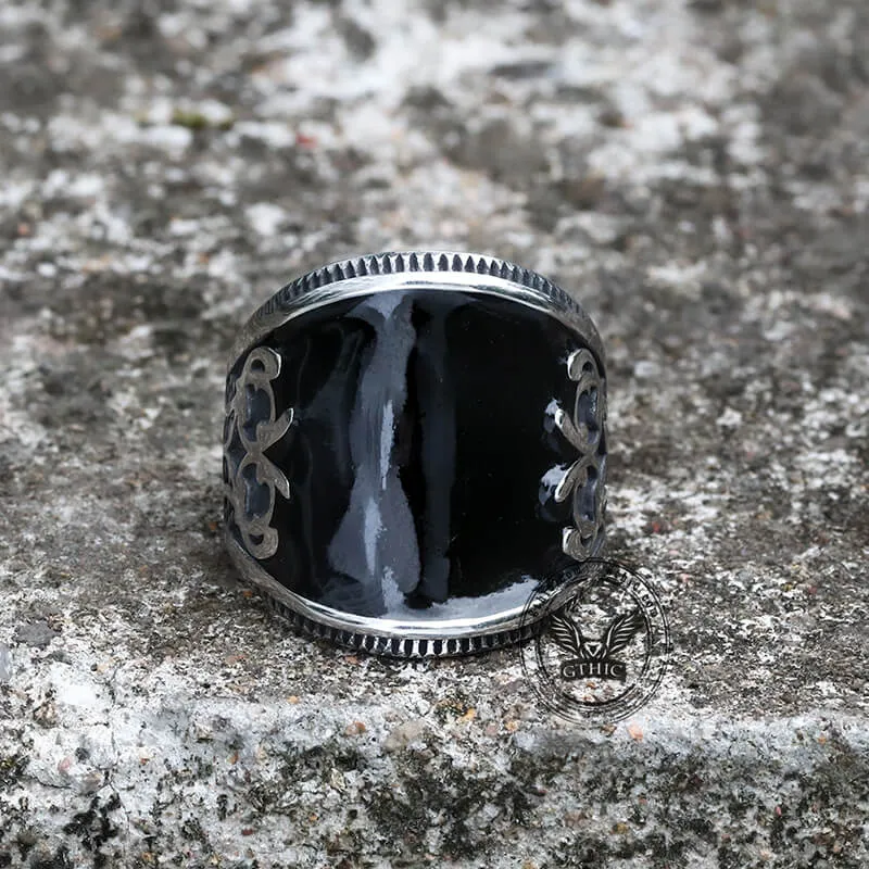 Black Epoxy Embossed Stainless Steel Ring sold by GTHIC product image thumbnail 3