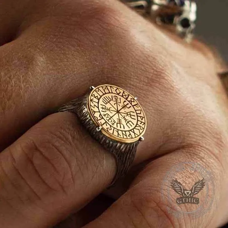 Vegvisir Compass Runes Stainless Steel Ring sold by GTHIC product image thumbnail 2