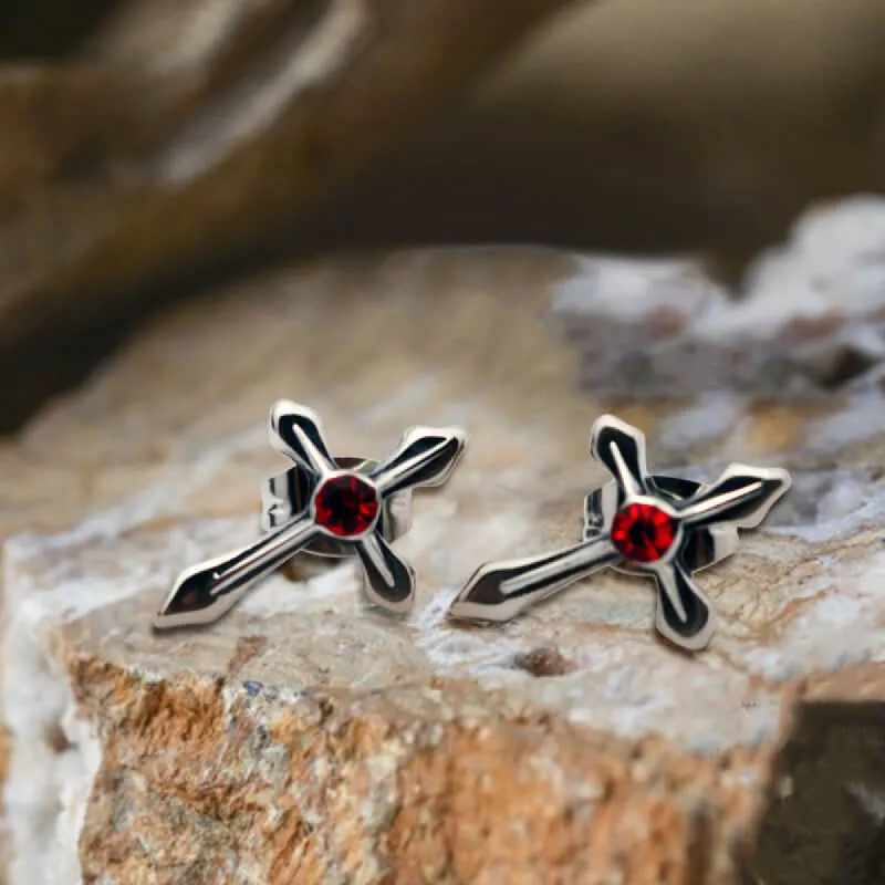Cross Zircon Stainless Steel Stud Earring sold by GTHIC