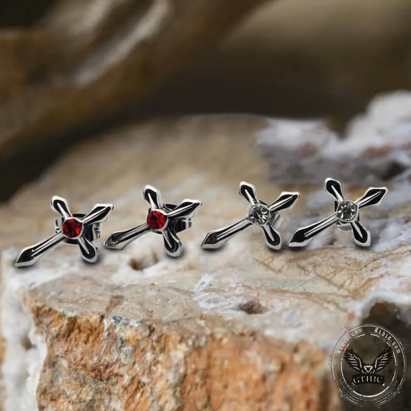 Cross Zircon Stainless Steel Stud Earring sold by GTHIC product image thumbnail 4