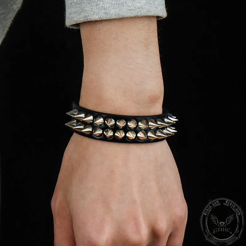 Punk Alloy Leather Spiked Bracelets sold by GTHIC product image thumbnail 2