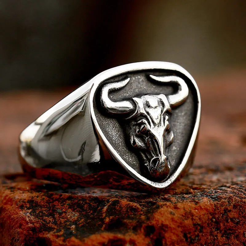 Bull Stainless Steel Signet Animal Ring sold by GTHIC