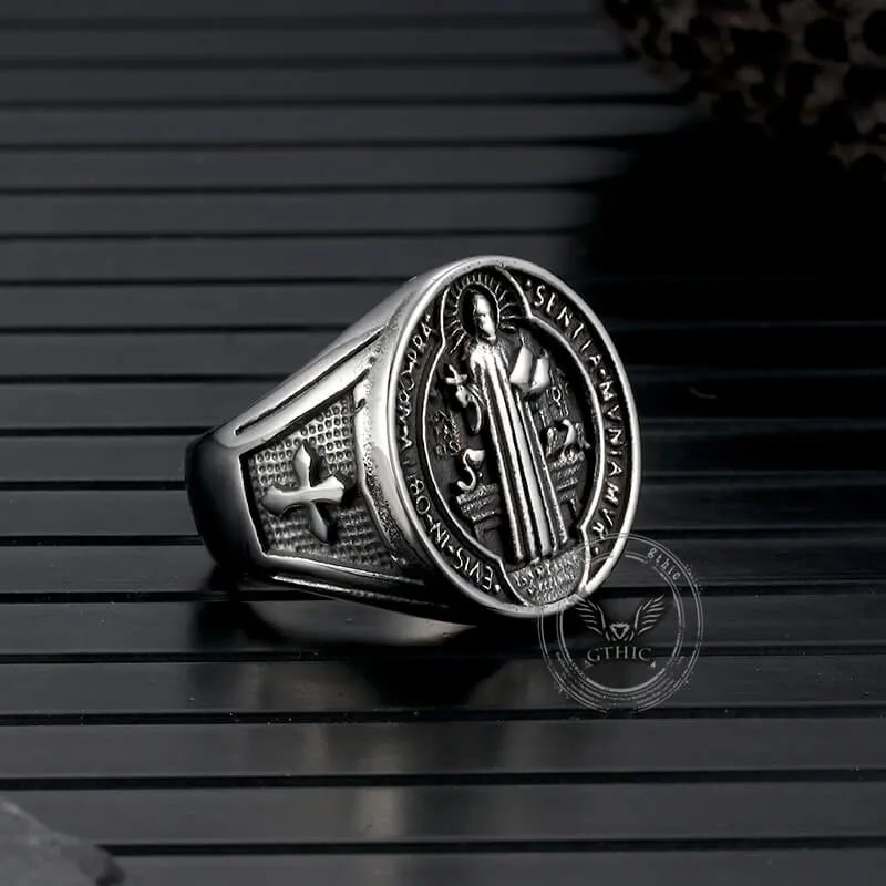 St. Benedict's Medal Exorcism Stainless Steel Ring sold by GTHIC product image thumbnail 5