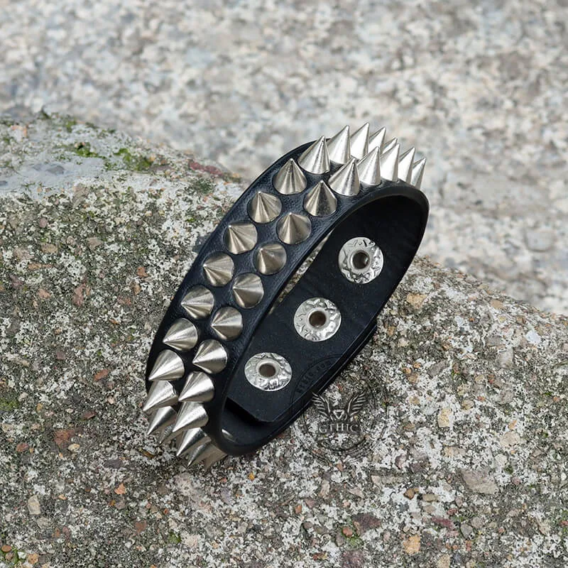 Punk Alloy Leather Spiked Bracelets sold by GTHIC product image thumbnail 3
