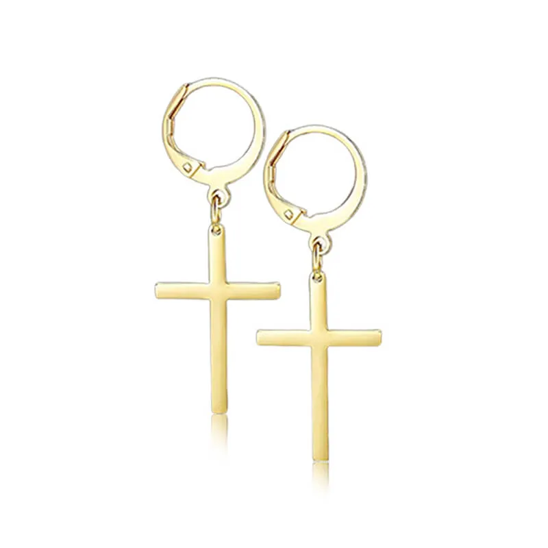 Punk Cross Stainless Steel Hoop Earrings sold by GTHIC product image thumbnail 3