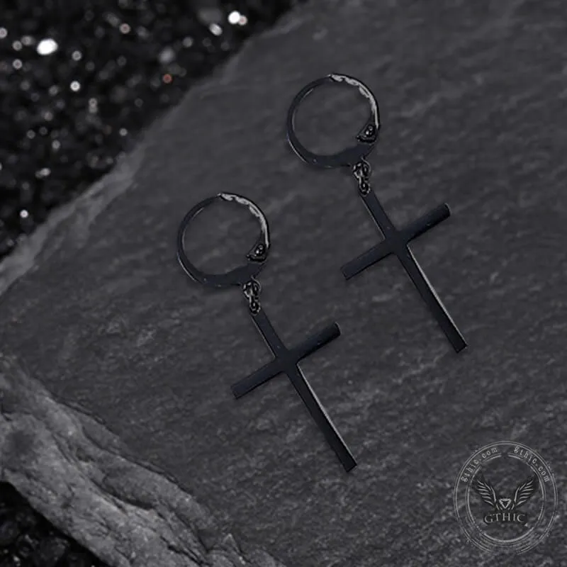 Punk Cross Stainless Steel Hoop Earrings sold by GTHIC product image thumbnail 5