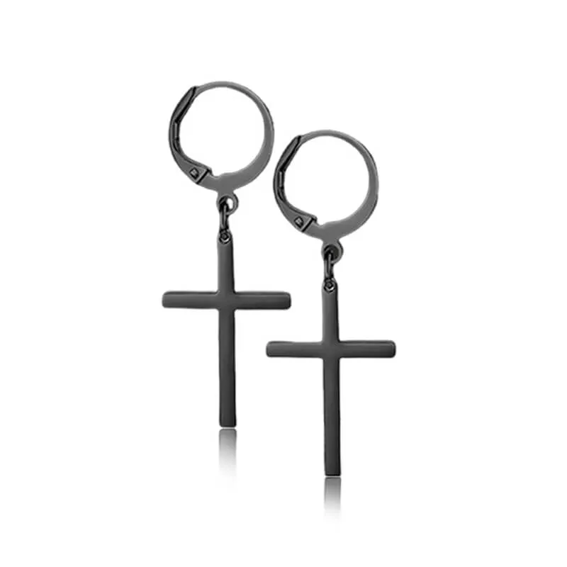 Punk Cross Stainless Steel Hoop Earrings sold by GTHIC product image thumbnail 4
