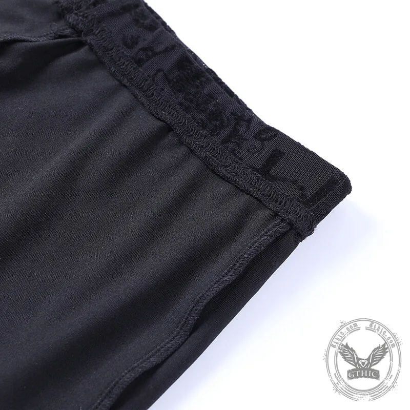 Black Sheer Lace Print High Waisted Flared Pants sold by GTHIC product image thumbnail 5