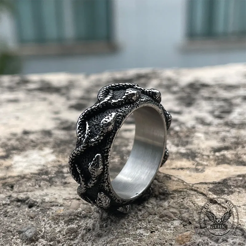 Vintage Cobra Wrap Stainless Steel Snake Ring sold by GTHIC