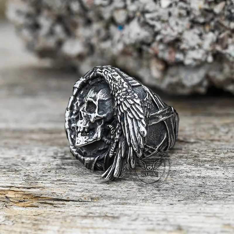 Crow Stainless Steel Skull Ring sold by GTHIC product image thumbnail 4
