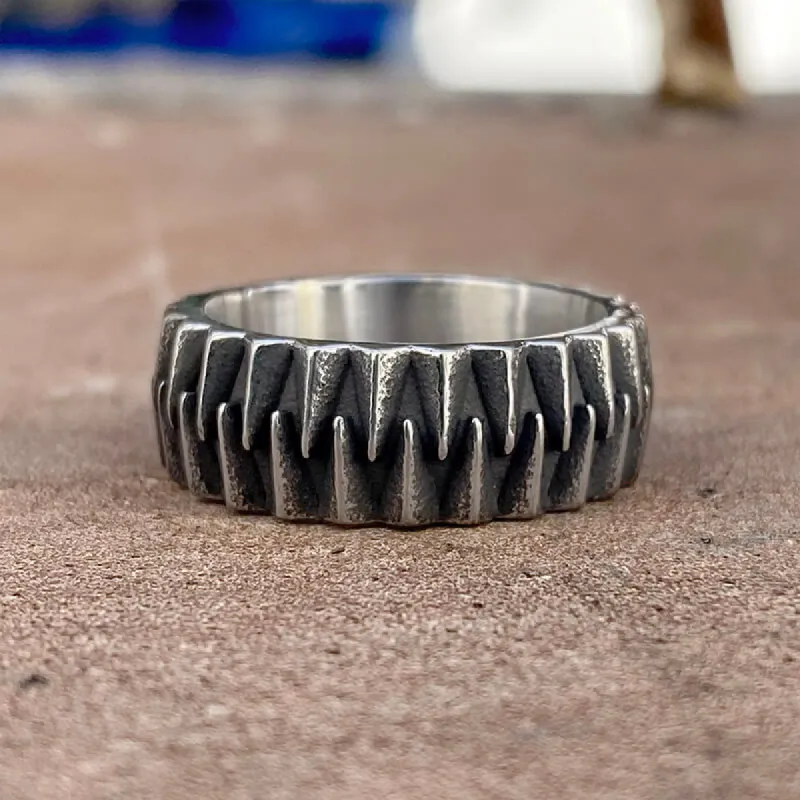 Sharp Teeth Stainless Steel Band Ring sold by GTHIC