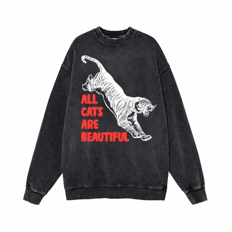 All Cats Are Beautiful Tiger Vintage Washed Sweatshirt sold by GTHIC