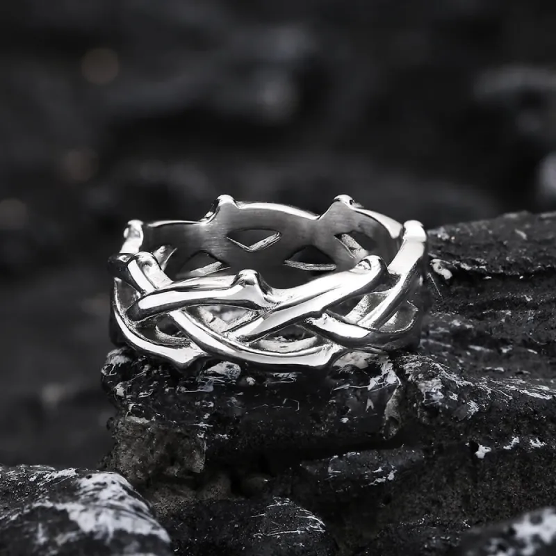 Thorn Vine Braided Stainless Steel Ring sold by GTHIC