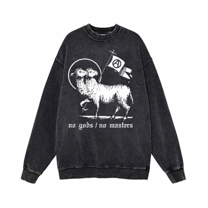 No Gods No Masters Vintage Washed Sweatshirt sold by GTHIC