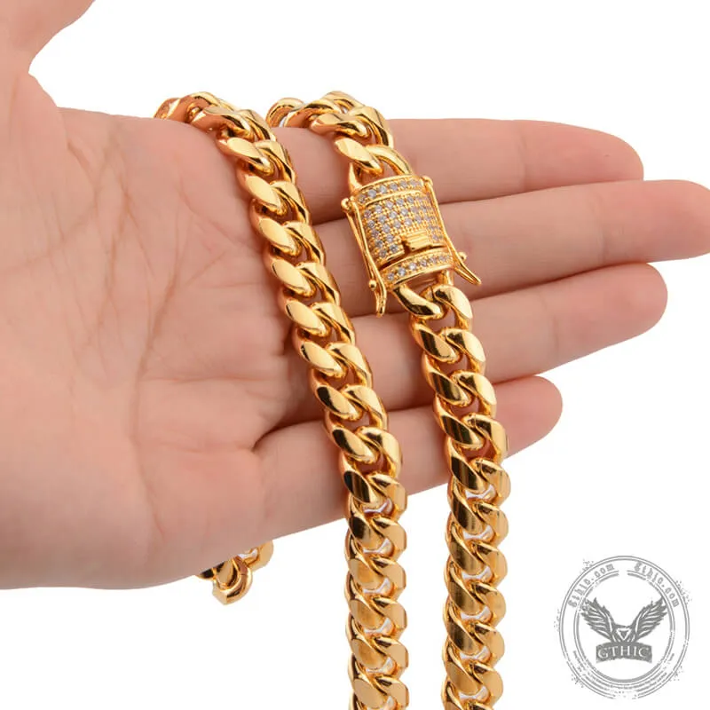 Golden Thick Cuban Chain Stainless Steel Necklace sold by GTHIC product image thumbnail 3