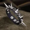 Punk Black PU Leather Spiked Bracelet sold by GTHIC