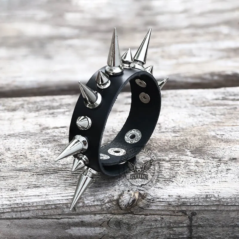 Punk Black PU Leather Spiked Bracelet sold by GTHIC product image thumbnail 5