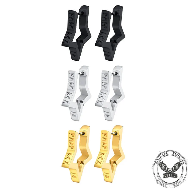 Pentagram Viking Rune Stainless Steel Stud Earrings sold by GTHIC product image thumbnail 3