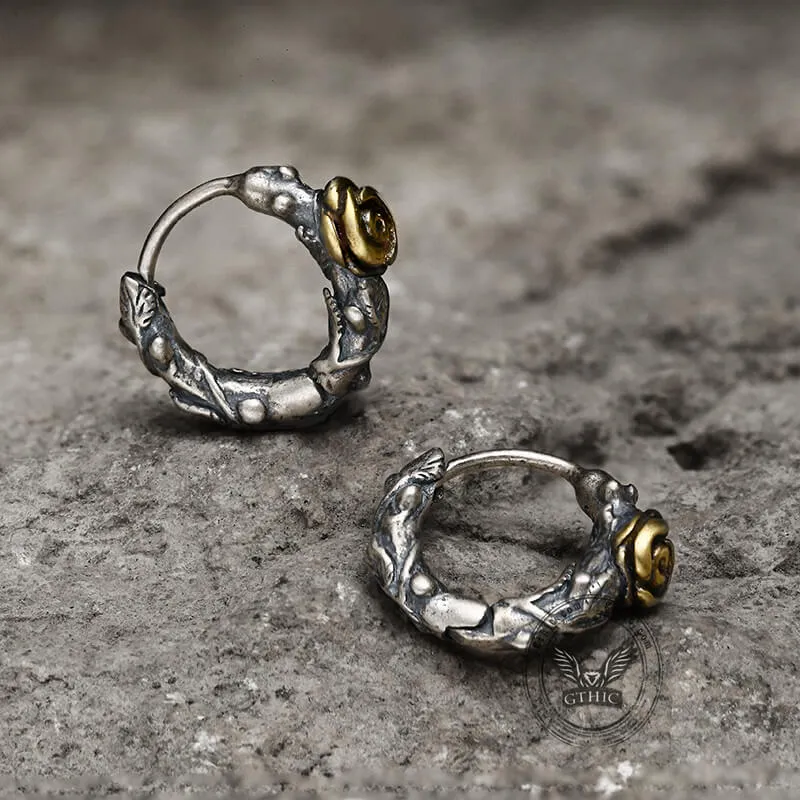 Metal Rose and Thorns Sterling Silver Hoop Earrings sold by GTHIC product image thumbnail 3