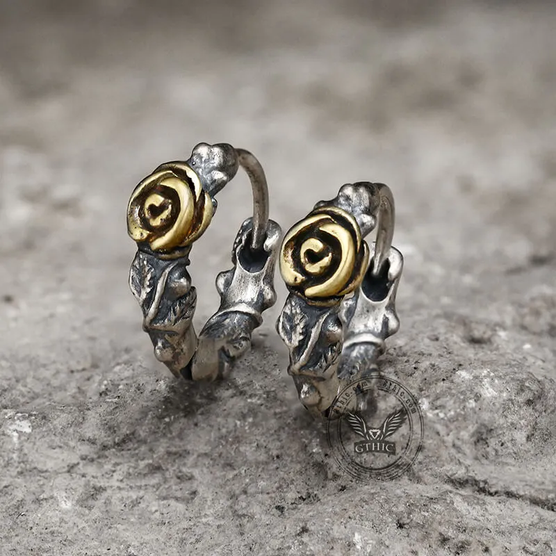 Metal Rose and Thorns Sterling Silver Hoop Earrings sold by GTHIC product image thumbnail 5