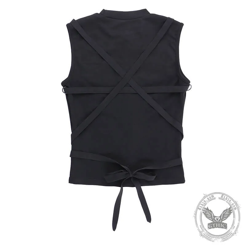 Black Strappy Cross Design Sleeveless Crop Top sold by GTHIC product image thumbnail 5