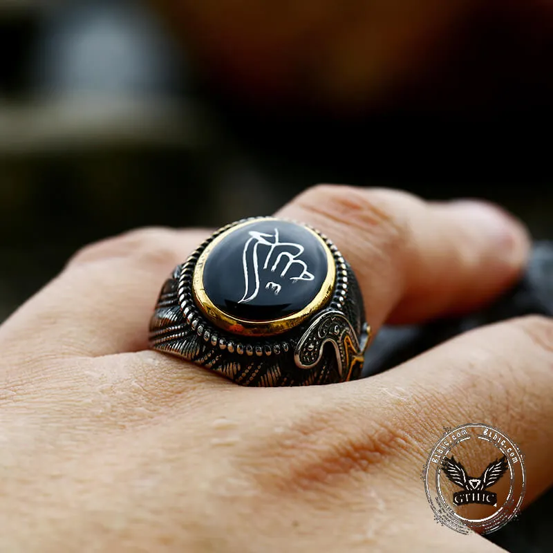 Vintage Epoxy Embossed Stainless Steel Ring sold by GTHIC product image thumbnail 2