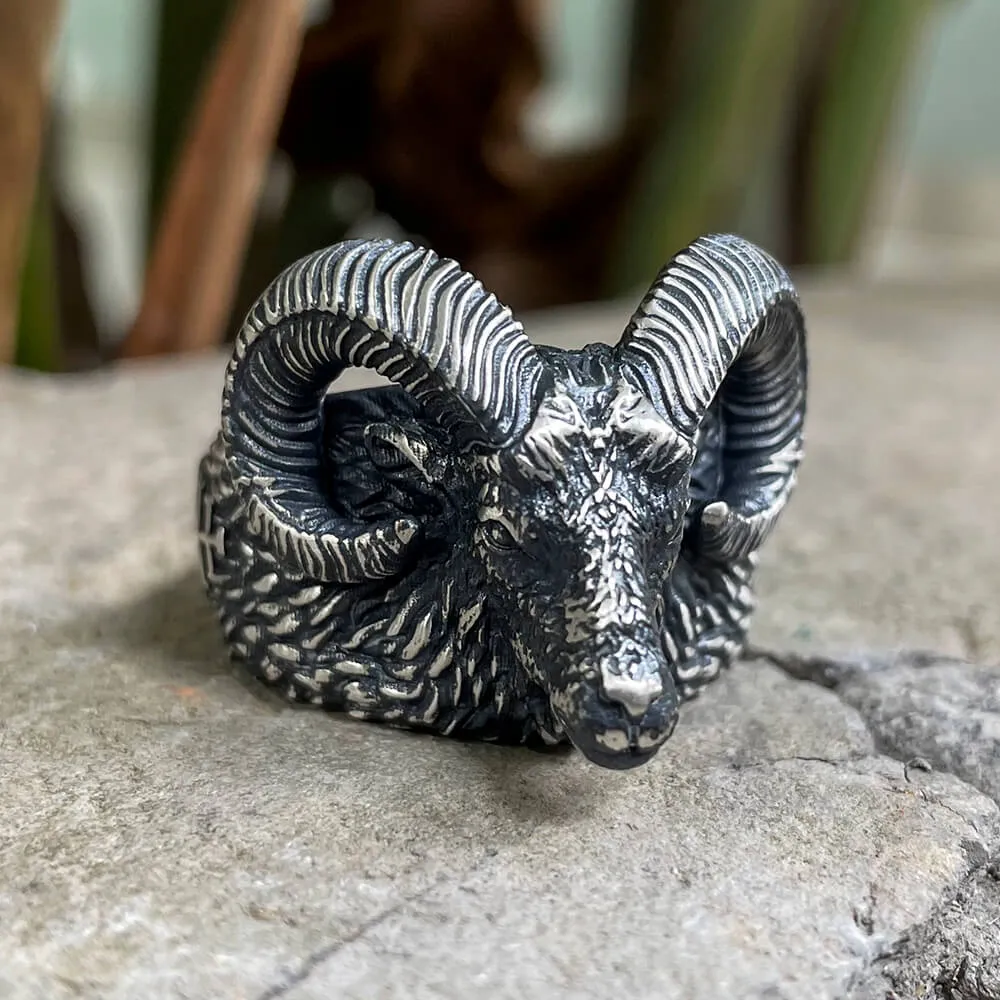 Leviathan Cross Goat Sterling Silver Ring sold by GTHIC product image thumbnail 2